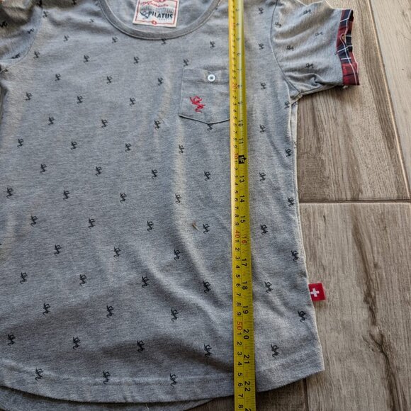 Pilatus Luzern Youth's Gray Graphic T-Shirt Size M Swiss Flag Dragon Print - Picture 8 of 8